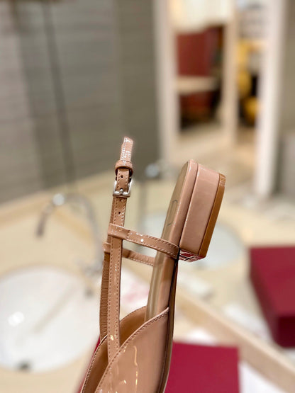 VALENTINO 26S SLINGBACK IN LIGHT BEIGE PINK PATENT CALFSKIN