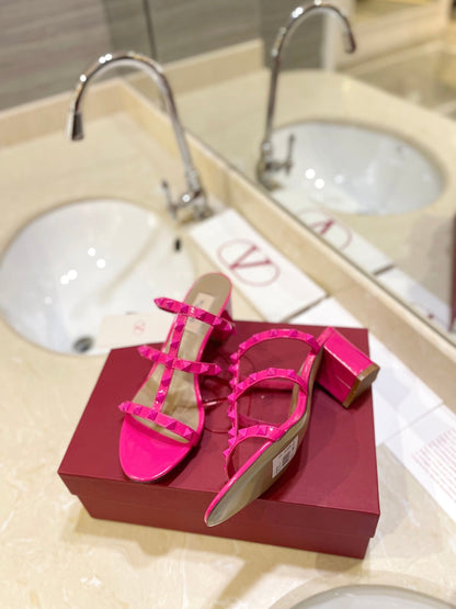 VALENTINO 26S ROCKSTUD CAGED HEELED SANDALS 60 MM IN PINK CALFSKIN