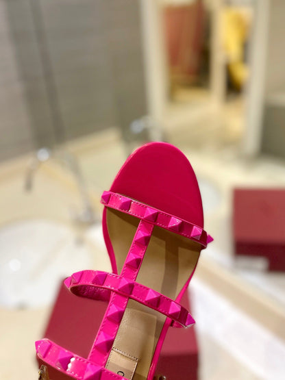 VALENTINO 26S ROCKSTUD CAGED HEELED SANDALS 60 MM IN PINK CALFSKIN
