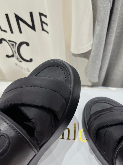 CHLOÉ MILA PLATFORM 5 CM IN BLACK NYLON WITH EMBROIDERED LOGO