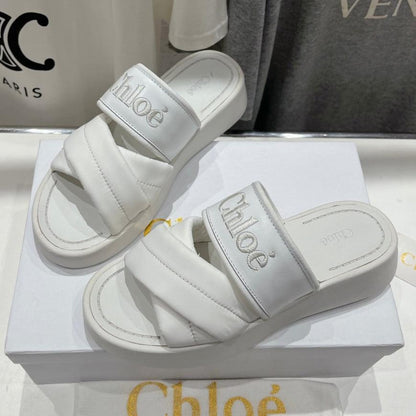 MILA PLATFORM 5 CM IN WHITE NYLON WITH EMBROIDERED LOGO