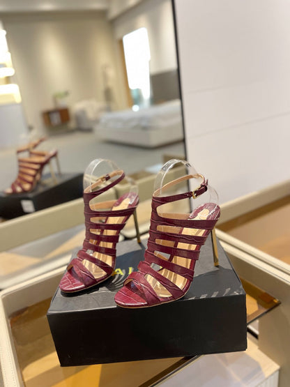 HIGH SANDAL 10 CM IN SANGRIA RED CALFSKIN